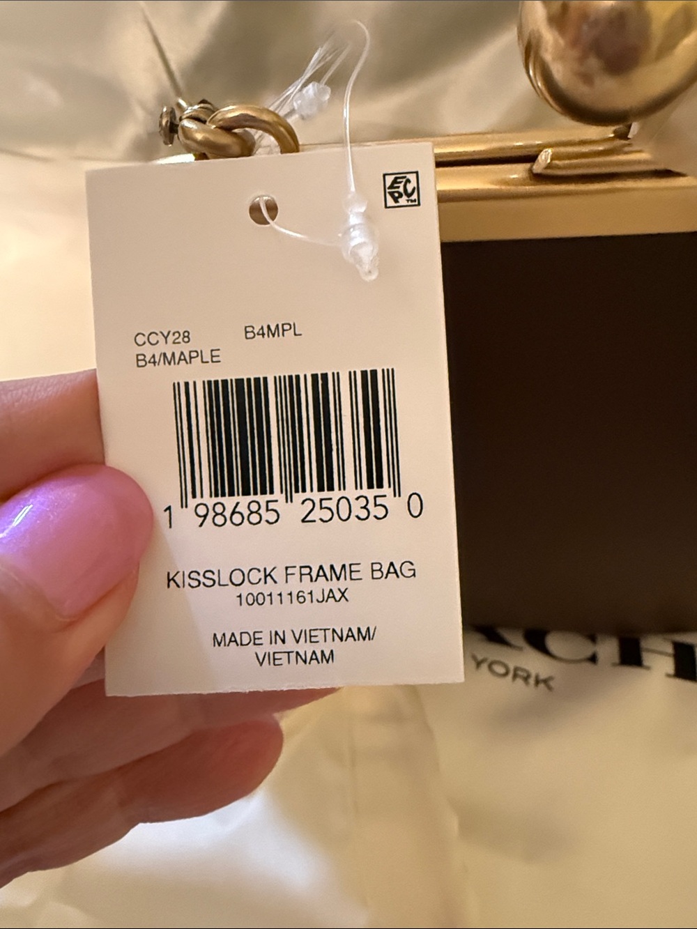 ♥️COACH NWT Maple Kiss lock 16 Leather Frame Top-Handle Bag with Brass Hardware - Picture 7 of 7